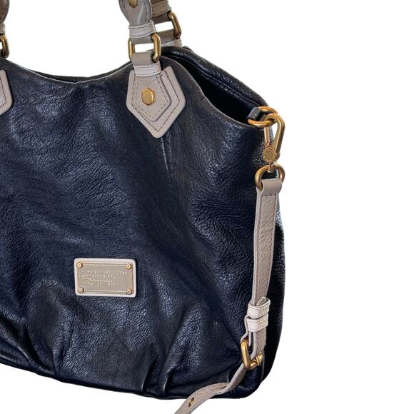 Marc Marc by Jacobs Black Taupe Leather Handbag Satchel Shoulder Bag Crossbody - Picture 12 of 16